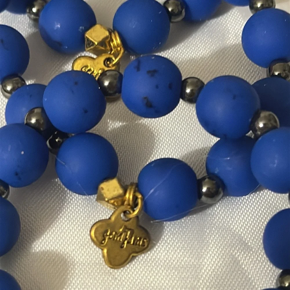 Girl’s Gem Jams by Erimish stretch bead bracelet blue black Deep Sea Kids Sticky
